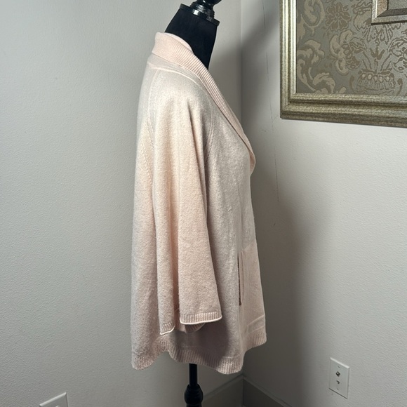 WRAP London light pink 100% cashmere V neck kangaroo pockets light sweater L-XL - Picture 3 of 7